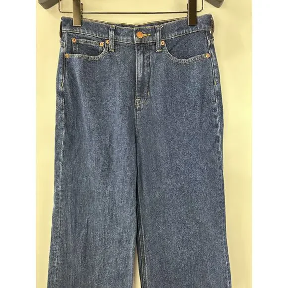 J.Crew 2024 Denim Wide Leg Trouser Jeans High Rise BP479 Blue 32" Inseam Size 27 - Picture 3 of 14